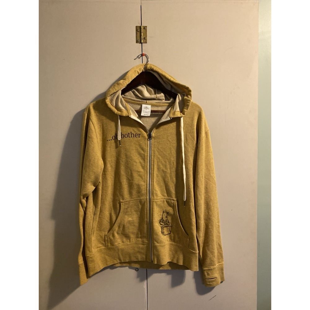Disney Parks Winnie the Pooh "Oh Bother" Mustard Yellow Full Zip Hoodie Size M